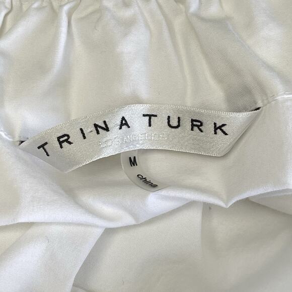 Trina Turk White Cotton Ruffle Neckline Tank Top Camisole Medium - Picture 6 of 6